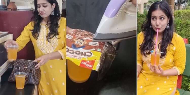 Viral Video: जुगाड़ का जादू चलाकर दीदी ने पैक किया जूस का गिलास, लोग बोले- मैडम देसी ये तरीका है बिंदास