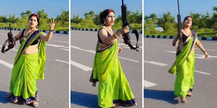 Viral: बीच हाईवे बुंदेलखंडी गाने पर यूं बंदूक लहराते हुए महिला ने किया डांस, देखें वीडियो