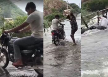 भारी पड़ा डूबी हुई पुल से बाइक निकालना, हीरो बनने के चक्कर में बंदे के साथ हुआ खेल
