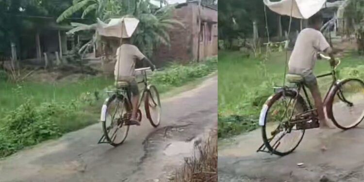 Viral Video: इस जुगाड़ को देख सन्न रह जाएंगे आप, लड़के ने जुगाड़ से तैयार की बारिश में चलने वाली साइकिल