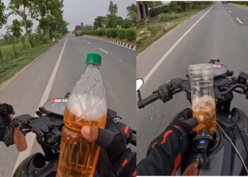 Viral Video: चलती बाइक में बंदे ने बोतल से डाला पेट्रोल, फिर दिखाया ऐसा स्टंट… देखकर उड़ गए लोगों के होश!