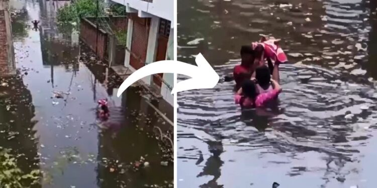 Viral: ‘हे गंगा मैया दया करो!’ बाढ़ के पानी में ‘बाहुबली’ की तरह नवजात को बचाते दिखे माता-पिता