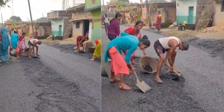 VIDEO: ऐसे होगा विकास?, गांव वालों ने नई बनी सड़क का कर दिया कबाड़ा, हरकत देख भड़के लोग