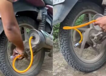 Viral Video: रास्ते में बाइक का टायर हुआ पंचर तो लड़के बैठाया ये जुगाड़, बिना पंप के भर दी हवा