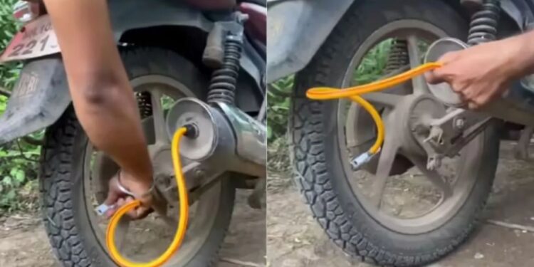 Viral Video: रास्ते में बाइक का टायर हुआ पंचर तो लड़के बैठाया ये जुगाड़, बिना पंप के भर दी हवा