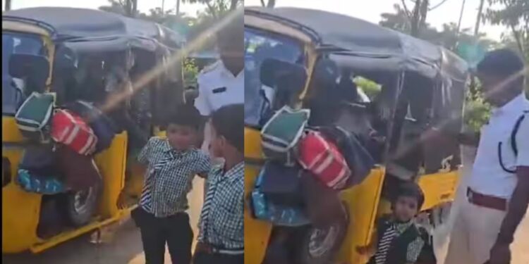 Viral Video: एक ऑटो में 22 बच्चों को बैठाकर चल दिया ऑटो ड्राइवर, पुलिस को दिखा भेड़ बकरी जैसा नजारा
