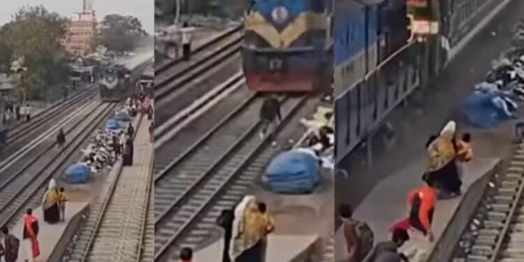 रेलवे स्टेशन पर Shortcut का चक्कर शख्स को पड़ा, ट्रेन से टक्कर लगते ही खिलौने की तरह उछला बंदा