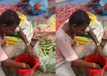 OMG! कैमरे के सामने चलता रहा खेल, हरे घोल से खीरों को ताजा बनाता दिखा सब्जीवाला, वीडियो देखकर भड़के लोग