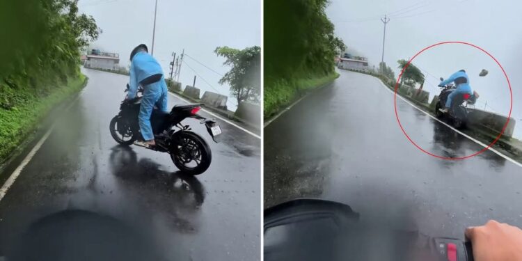 यमराज को ‘मिस्ड कॉल’ दे आया यह बाइकर! बारिश में पहाड़ी मोड़ पर हुआ ऐसा हादसा, थर्रा उठा इंटरनेट