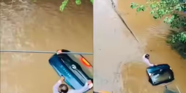जब तक मदद नहीं आई, Tata Nexon का हाथ नहीं छोड़ा, बाढ़ के बीच दिखा मालिक का अनोखा लगाव