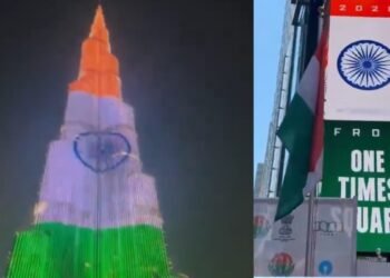 Video: दुबई से न्यूयॉर्क तक स्वतंत्रता दिवस की धूम, तिरंगे के रंग में रंगे बुर्ज खलीफा और टाइम्स स्क्वायर | 80th independence day celebrations burj khalifa times square lit up in tricolor video