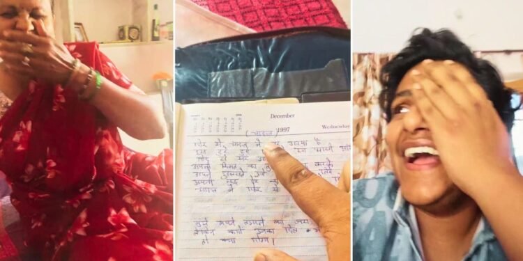 पापा की पुरानी शायरी वाली डायरी पढ़ते हुए बेटे ने ली मौज, मां की छूटी हंसी; देखें वायरल वीडियो